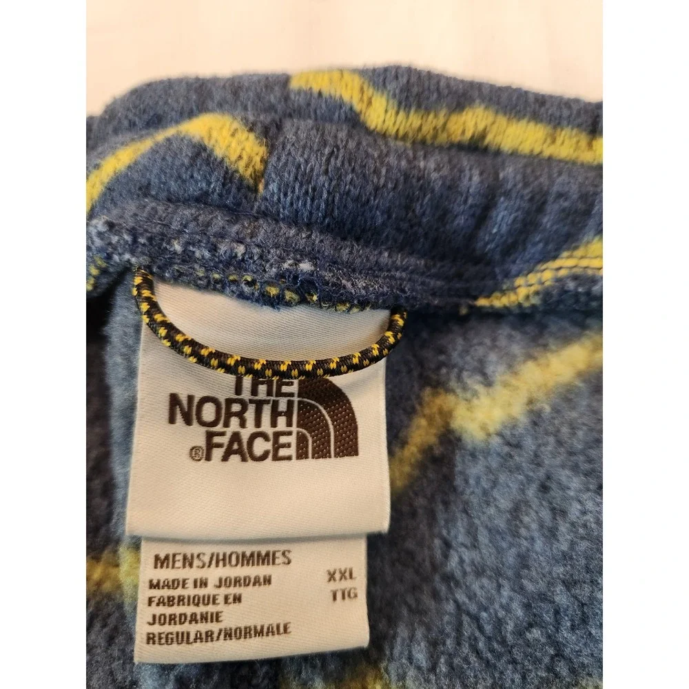 The North Face Mens XXL Blue Yellow Zig Zag Mountain Fleece Jogger Pants Regular
